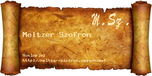 Meltzer Szofron névjegykártya